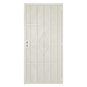 lot 26 image: Unique Home Designs 30 in. x 80 in. Su Casa Universal Navajo White Surface Mount Steel Security Door with Expanded Metal Screen