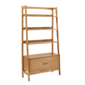 lot 35 image: CROSLEY FURNITURE 70.25 in. Acorn Wood 4-shelf Ladder Bookcase with Open Back