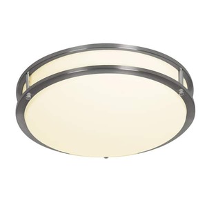 lot 52 image: EnviroLite EnviroLite 14 in. Mid-century Brushed Nickel Selectable CCT Integrated LED Flush Mount for Kitchens lot of 72 lights all New