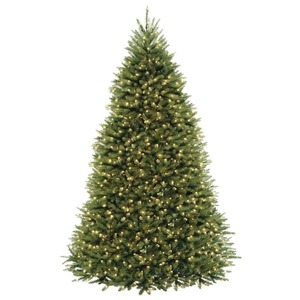 lot 78 image: National Tree Company 9 ft. Dunhill Fir Hinged Tree with Clear Lights