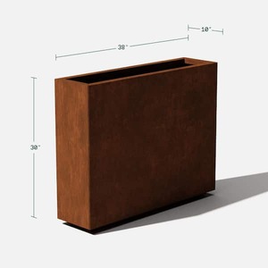 lot 152 image: (3) Veradek Corten Extra Large Rust Steel Metal Rectangular Planter with Drainage Holes (10 in. L x 38 in. W x 30 in. H)