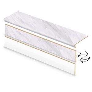 lot 168 image: (14) Cap A Tread Emerald Bay MarbleMountain Brook Marble 47in.Lx12.15in.Wx42.92mmT Vinyl Overlay Stair Tread and Reversible Riser Kit