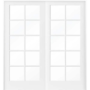Krosswood Doors 72 in. x 80 in. Craftsman Shaker 10-Lite Both Active MDF Solid Core Double Prehung French Door