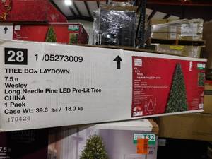 lot 79 image: Home Accents 7.5 ft Wesley Long Needle Pine LED Pre-Lit Artificial Christmas Tree with 550 Color Changing Mini Lights