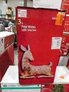 lot 97 image: Home Accents Holiday 3 ft. Polar Wishes LED Lying Deer Holiday Yard Decoration Y36
