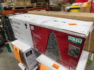 lot 115 image: 7.5 ft Sparkling Amelia Pine LED Pre-Lit Artificial Christmas Tree with Warm White Lights