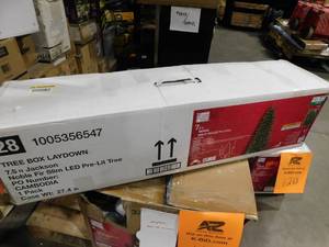 lot 121 image: Home Accents Holiday 7.5 ft. Jackson Noble Fir Slim LED Pre-Lit Artificial Christmas Tree T22