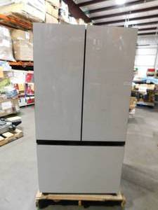 lot 127 image: Samsung Bespoke 30 cu. ft. Standard Depth 3-Door French Door Smart Refrigerator in White Glass with Autofill Water Pitcher
