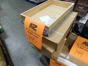 lot 145 image: (4) Hampton Bay Designer Series 13.75 in. W x 4.25 in H. x 21 in. D Kitchen Cabinet Pull Out Drawer