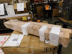 lot 146 image: (2) HOUSE OF FORGINGS 56 in. x 5 in. Red Oak Adjustable Style Wood Box Newel Post