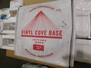 lot 148 image: ROPPE Vinyl Almond 4 in. x 120 ft. x 18 in. Wall Cove Base Coil