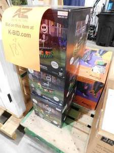lot 181 image: (3) Disney 6.5 ft. LED Jack Skellington on Coffin Sleigh Inflatable