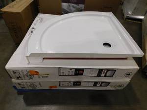 lot 47 image: Delta 38 in. x 38 in. Round Corner Shower Pan Base with Corner Drain in White