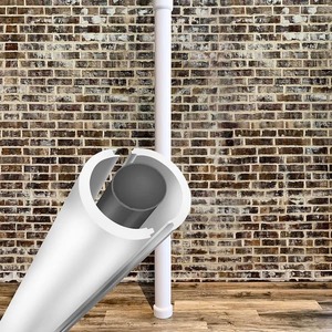 lot 209 image: (4) Ekena Millwork 5 in. x 94 in. PVC Lally Column Cover with Standard Cap and Base (Wraps Round Columns up to 4 in. in diameter)