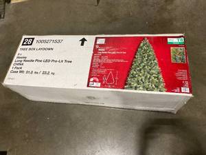 lot 212 image: Home Accents Holiday 9 Foot Wesley Long Needle Pine LED Pre-Lit Tree Open Box