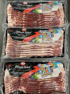 lot 64 image: 3 Packs Hormel Black Label Cinnamon Toast Crunch Cinnadust Bacon