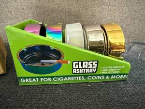 lot 83 image: 5 Pack Of Plated Glass Ashtrays