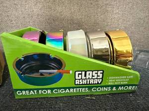 lot 84 image: 5 Pack Of Plated Glass Ashtrays