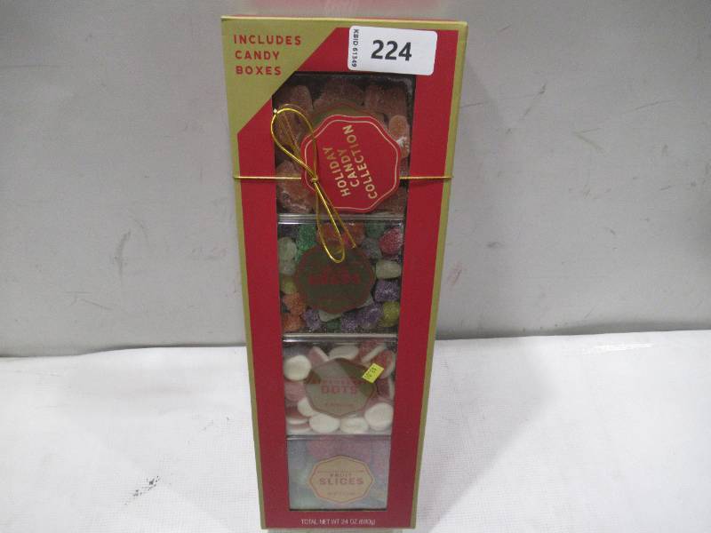 lot 224 image: NEW Holiday Candy Collection with Candy Boxes - Net Weight 24 Oz
