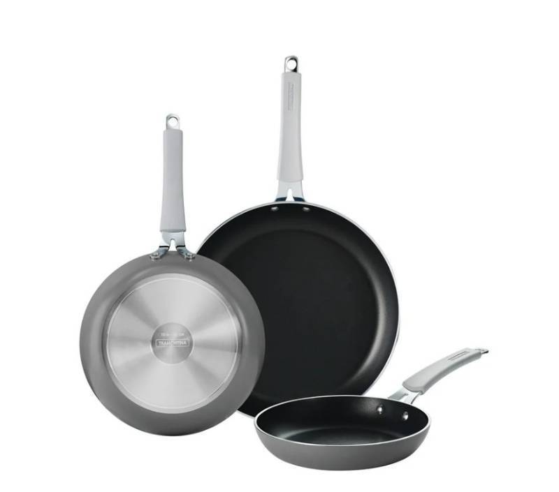 lot 254 image: NEW Tramontina 3-Pack Fry Pans with Nonstick Interior - Charcoal