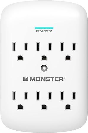 lot 276 image: Monster Wall Tap Plug 6-Outlet Extender with Outlet Surge Protector for Home, Travel, Office, Home Appliances, Computers, and Smart Phone Devices  300J and ETL Listed