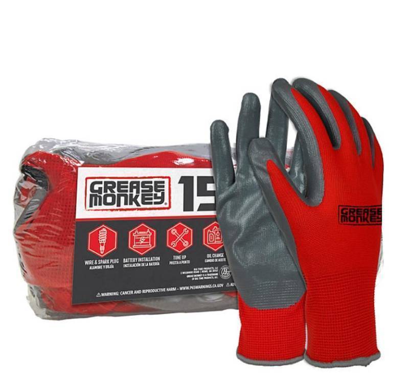 lot 279 image: NEW 15 Pairs of Grease Monkey Nitrile Grip Gloves - LARGE