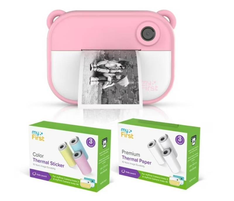 lot 292 image: NEW myFirst Camera Insta 2 Bundle Set with White and Color Printing Paper - PINK