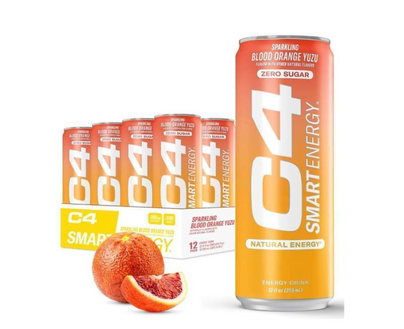 lot 327 image: Cellucor C4 Smart Energy Drink, Blood Orange Yuzu Flavor, Zero Sugar, Carbonated, 12 oz can (12 Pack) - BB 112024
