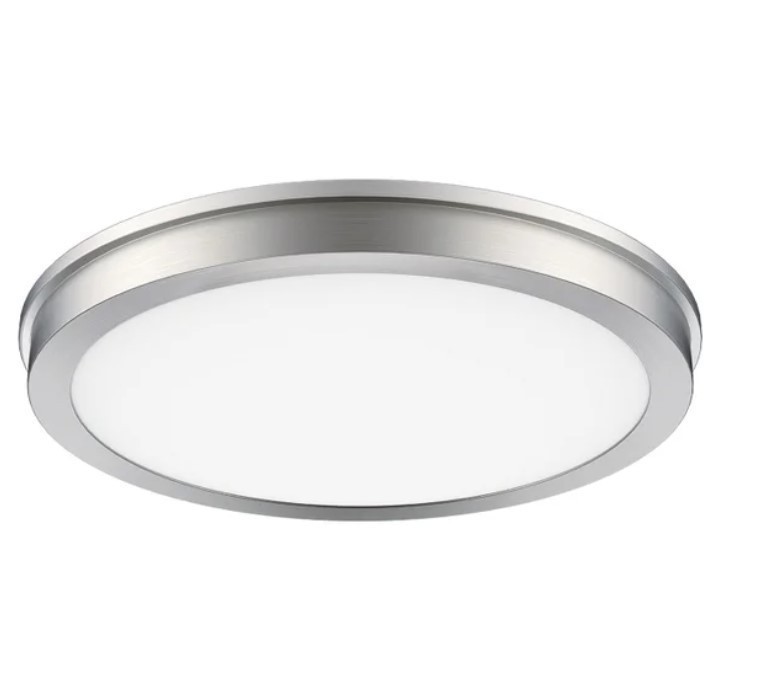 lot 388 image: Energetic 14 Slim LED Flush Mount Light Fixture - 1 Light - Brushed Nickel