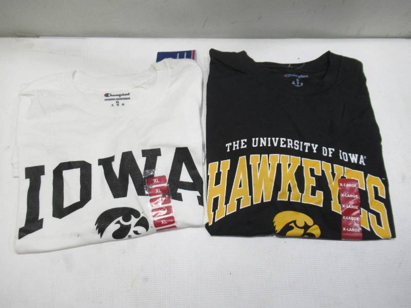 lot 420 image: PAIR of 2 NEW Iowa Hawkeyes NCAA Mens Short Sleeve T-Shirts - XL