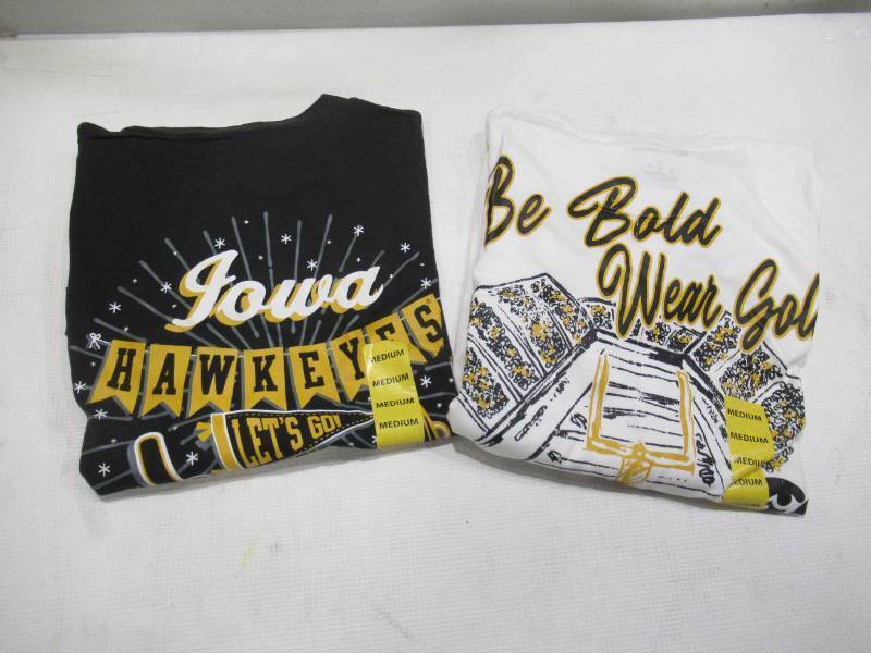 lot 441 image: PAIR of 2 NEW Iowa Hawkeyes NCAA Mens Long Sleeve T-Shirts - MEDIUM