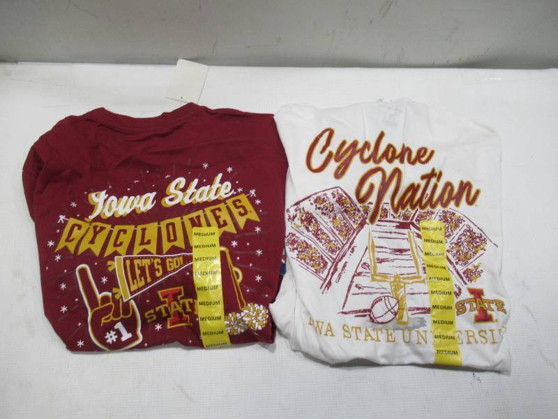 lot 449 image: PAIR of 2 NEW Iowa State Cyclones NCAA Mens Long Sleeve T-Shirts - MEDIUM