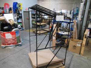 lot 116 image: Welded Black Metal Frame Built to Fit Onto Pallets with Angled Roof - Perfect for Projects