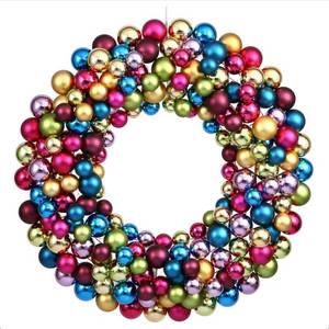 lot 140 image: Vickerman 36 Unlit Christmas Ornament Wreath - Multi Colored - Ball - Shatterproof
