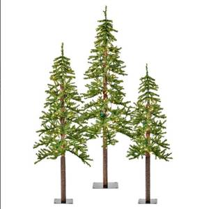 lot 163 image: Vickerman 4, 5, and 6 Natural Alpine Artificial Christmas Tree set of 3,1469 PVC Tips, 500 clear lights