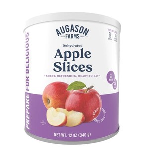 lot 301 image: NEW 2 Pack of Augason Farms Dehydrated Apple Slices Can (20 Servings Each) BB 62050
