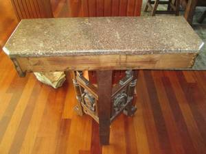 lot 32 image: Ornatelty designed wood shelf with ...