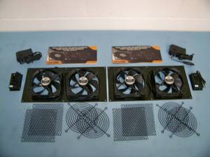 lot 95 image: (4) Cooler Guys Cabinet Cooling Rack Fans with Preset Thermostats - NEW