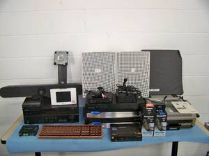 lot 128 image: PARTS  REPAIR lot with Crown Amps, JBL Speakers, Yamaha Receiver, Crestron Touch Panel and more