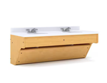 TOT MATE 49 in. W x 21 in. D x 21.5 in. H Double Sink Wall Mounted Kids Bathroom Vanity White Marble Top, Unassembled, (Maple)