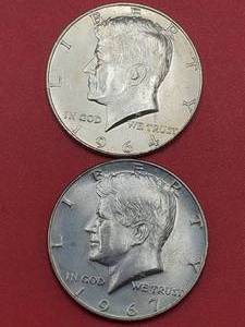 1964 90% Silver & 1967 40% Silver Kennedy Half Dollars BU