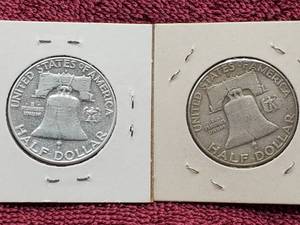 1962-D & 1963 Franklin Half Dollars 90% Silver