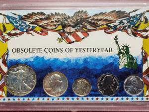 lot 37 image: 90% Silver WL Half, Washinton Quarter & Mercury Dime and a Steel Penny