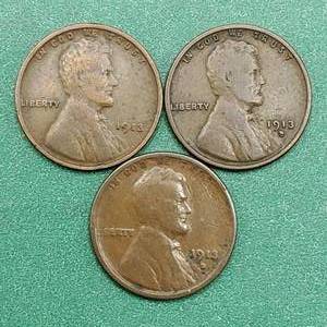 lot 43 image: 1913-P, D & S Lincoln Cents