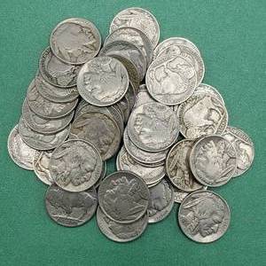 lot 56 image: Roll Buffalo Nickels--All Readable Dates