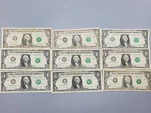 lot 66 image: 9 $1 U.S. Star Federal Reserve Notes