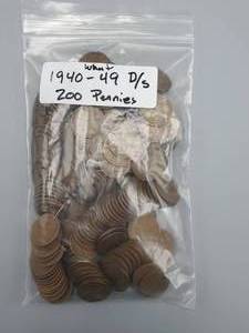 lot 82 image: 200 Wheat Cents 1940-1949, D & S Mintmarks