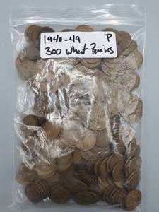 lot 83 image: 300 Wheat Cents 1940-1949, Philadelphia Mint