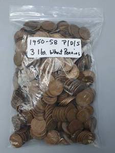 lot 84 image: 3 Lbs. Wheat Cents from the 1950s, P, D & S Mintmarks