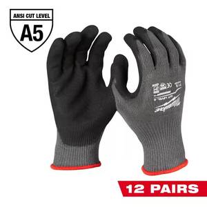 lot 74 image: Medium Gray Nitrile Level 5 Cut Resistant Dipped Work Gloves (12-Pack)
